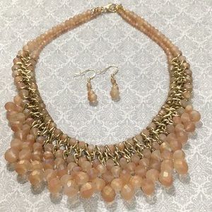 Gold Tone Collar Necklace & Earrings Set!